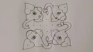 7 புள்ளி விநாயகர் கோலம் | Vinayagar Kolam for Ganesh Chaturthi | Easy Dots Kolam Design