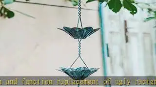 Topadorn 8.5 FT Chains Decorative Iron Gutter Chain with 12 Rain Collector Cups 12 Thick Iron Flowe