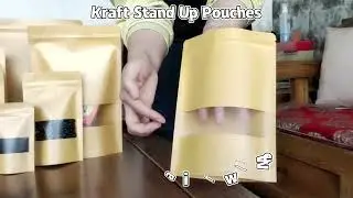 Custom Printed Biodegradable Cookie Food Packaging Ziplock Bag Brown Kraft Paper Stand Up Bag