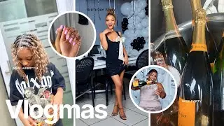 #vlogmas || Ep2 - #blackandwhite Party  + new #braids + new #nailstyle 💅🥂 #sayoutuber