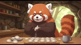 red panda living in a mountain cave: making jiaozi/ chinese dumplings - cooking asmr - ghibli style