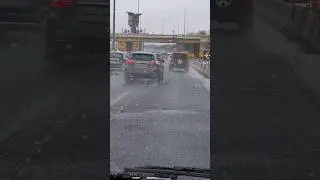 on road in Kuwait with rain fall beautiful super car views #kuwait #supercars #travel #road #rain