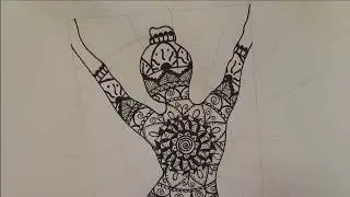 HOW TO DRAW silhouette in mandala art / Speed Draw
