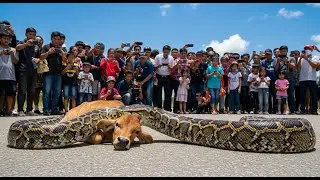 rescue animal : Helicopter Rescue Team Saves Calf from Giant Snake