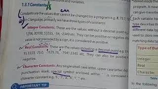 Constant | Types of Constant | Computer Science class 10