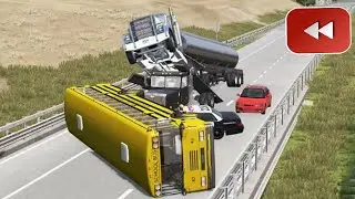 Reverse Cars vs Ramp Truck – BeamNG Drive#21