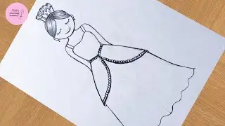 Princess Doll Drawing||How to draw a Doll in beautiful dress ||Easy Drawing ideas for Beginners