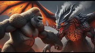 King Kong vs  Fire Dragon A showdown on the molten lava flow