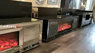 Mirrored TV Stand With Electronic Fireplace.#tvstand#mirroredfurniture #electronicfireplace