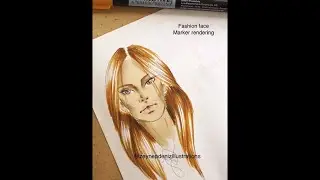 Fashion sketch tutorial by ZEYNEP DENIZ-marker rendering/female fashion face