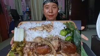 Zeme Naga popular Curry smoke Pork with Yam&local chives Roots|| Real Naga mukbang 