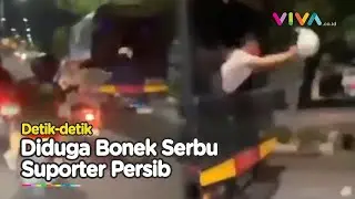 Aksi Menegangkan Bonek Kepung Mobil Truk Polisi Yang Dinaiki Pendukung Persib