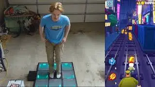 Uncut Gameplay of Subway Surfers Using a Dance Dance Revolution Pad