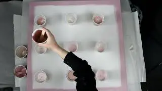 (719) 🔥 HUGE Pink and Gray 9 Cup Flip Cup Acrylic Pour Painting Technique!