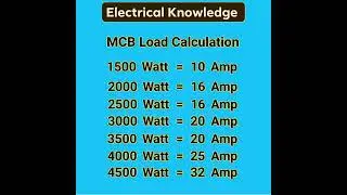 MCB load Calculations#Basic knowledge of electrical#electrical#automobile#ITI#shorts#trending