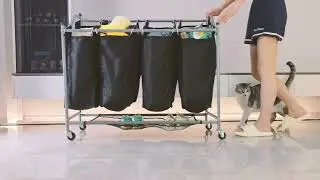 Laundry Hamper, Large Blanket Storage Basket Sorter 4 Section Bag Organizer for Dirty Clothes