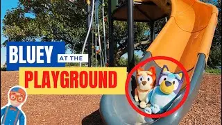 BLUEY goes to the PLAYGROUND | Pretend Play with Bluey Toys | Blippi Toys | Disney Junior | ABC Kids