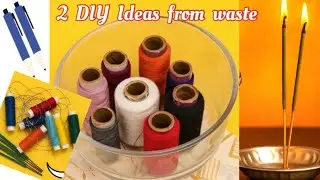 2 Amazing DIY !Thread Reel Organizer & Incense Stick Stand from waste #craft#organizeridea