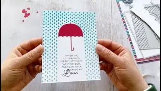 Use Raining background with umbrella metal die to make card - #Alinacutle #amazon #handmadecards