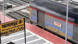 Aerial View Arrival of Brahmaputra Mail 05955 at Bhagalpur Platform 1 with Passengers Boarding Train