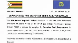ZRP jumps up to defend fake statement regarding investigation of Tungwarara.