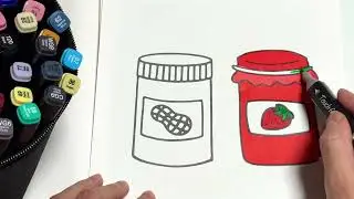 🥜 Peanut Butter or 🍓 Jam? | Easy Marker Drawing#art #drawing #coloring 