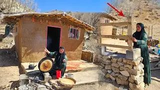 Nomadic grandmother's amazing progress in building a shelter | Baking traditional bread