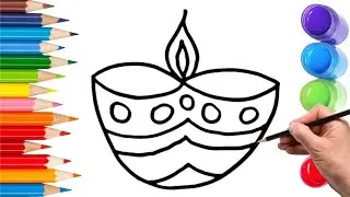 How To Draw cute Diwali Drawing, Painting & Coloring For Kids and Toddlers_ Child Art 🐋