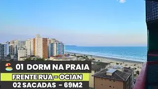 🏖️ VISTA ao MAR das 02 SACADAS nesse APARTAMENTO de 01 DORMITÓRIO c/ 69m2 🤩 na PRAIA GRANDE 🏝️