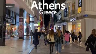 Athens Greece Walking in Ermou Syntagma and Monastiraki Square 4K