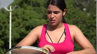 Angry Athletic Female Teenage Tennis Player