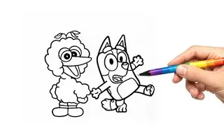 Drawing for Kids | Cartoon Drawing Easy | Bluey 💙 and Dad Cute Art Tutorial 🌈