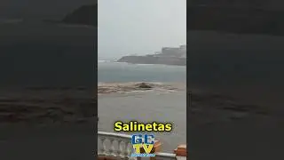 Un veh&iacute;culo arrastrado por el agua hasta la costa de Salinetas en Telde