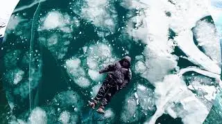 Abraham Lake Crescent Falls Panther Falls in winter 4K video