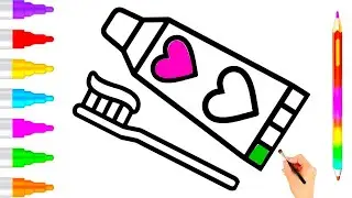 toothpaste toothbrush and come drawing colouring penting for kids & toodles how to draw a easy come
