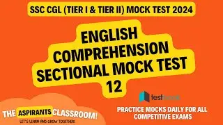 🔴🎖Testbook-English Comprehension Sectional Mock Test 12 💯 #english #ssc #mocktest #englishmocktest