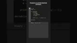 Program to convert DECIMAL to BINARY in Python 🆒😁