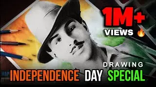 Independence Day Drawing || 15 August Drawing in Hindi | Bhagat Singh Drawing |  Competition Topics