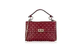 Valentino Nappa Rockstud Spike Medium Shoulder Bag Red