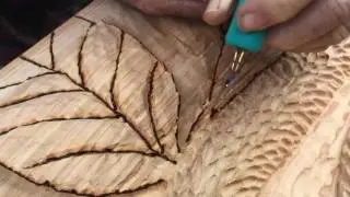 Power Carving Fairy House Door Video 20: Wood Burning - BillyDillardArt