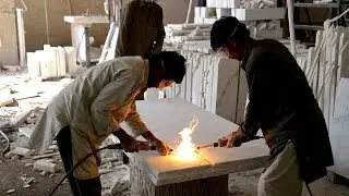 Amazing Gas Cutting Process in Marble Factory#viralvideo 