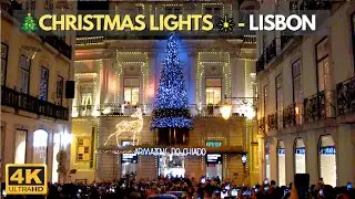 🎄Lisbon's First Christmas Lights on 🎇 Armaz&eacute;ns do Chiado, Lisbon Portugal 【4K UHD】