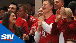Tkachuk Family Celebrates After Elias Lindholm Scores For Flames