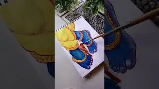 Shree Krishna's lotus feet 👣#art #painting #krishna #shorts