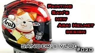Painting a new Arai RX-7v helmet design for Sam Lochoff - Sander's vlog 020