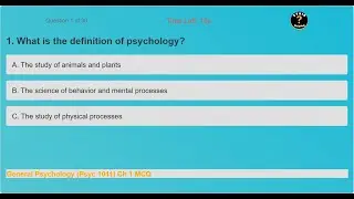 General Psychology (Psyc 1011) Chapter 1 MCQ