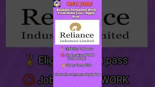 Reliance Permanent Work From Home Jobs | Apply Now&nbsp;#jobs #workfromhomejobs #10thjobs #degreejobs