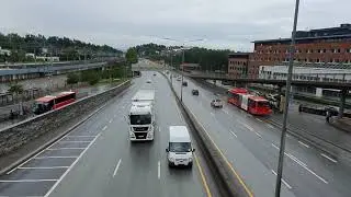 Lysaker - Traffic watch from Lysakerlokket E18 -  27th july 2021 - A  rainy day in Oslo norway