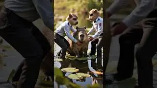 Capybara&rsquo;s Funny Exit from the Lotus Leaf 🌿🤣 #asmr #funny #capybara