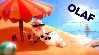 Puzzle Game Olaf Frozen on the beach - solving Magic Jigsaw Puzzles | Danik and Lesha